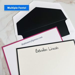 Personalized Raised Ink Stationery Flat Cards with an Optional Border